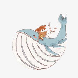 水彩手绘童话海洋鲸鱼卡通装饰PS透明高清75水彩手素材