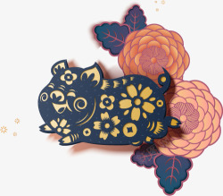 2019年纸艺术风格的中国传统彩绘牡丹图案免扣免扣素材