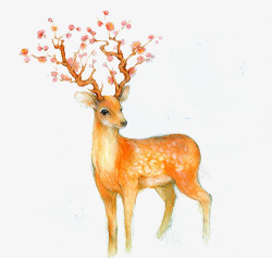 水彩手绘梦幻麋鹿小鹿免扣透明29水彩手绘梦幻麋鹿小素材