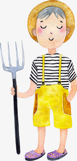 题图拿着叉子的小男孩农场主题图专辑Vol012农场动物高清图片