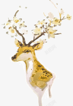 水彩手绘梦幻麋鹿小鹿免扣透明163水彩手绘梦幻麋鹿素材