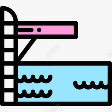 蹦床水上公园56线性颜色图标