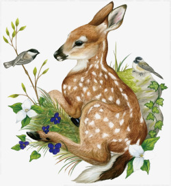 水彩手绘梦幻麋鹿小鹿免扣透明13水彩手绘梦幻麋鹿小素材