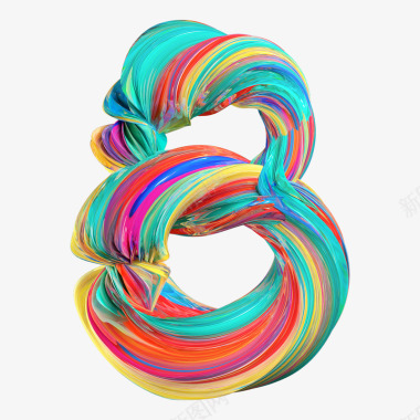 丙烯油画字母数字标点符号免扣C4D立体字C4D字体图标