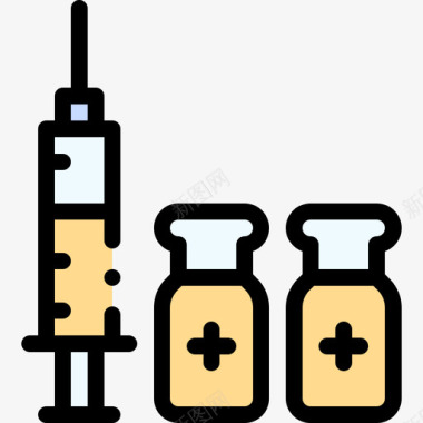 注射器疫苗开发7线性颜色图标