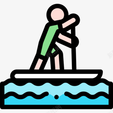 划桨水上运动3线颜色图标