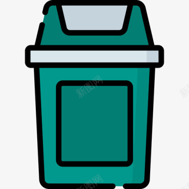 垃圾桶家庭用品29线性颜色图标