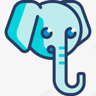 大象动物106线形颜色图标