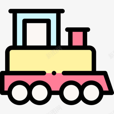 玩具火车托儿所线性颜色图标