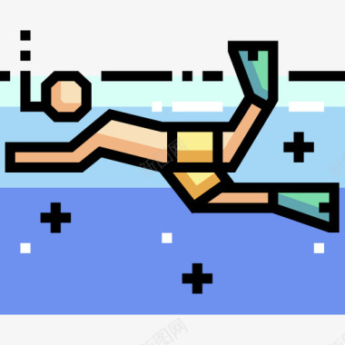 潜水器水上运动1线性颜色图标
