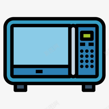 微波炉厨房用具6线性颜色图标