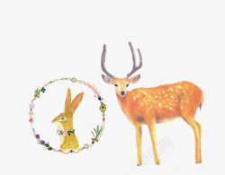 水彩手绘梦幻麋鹿小鹿免扣透明158水彩手绘梦幻麋鹿素材