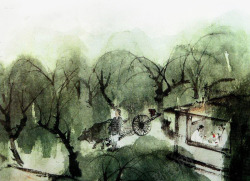 中国古风水墨柳树柳枝透明后期美化装饰设计373中国素材