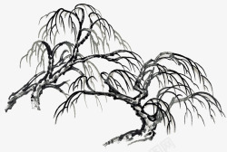 中国古风水墨柳树柳枝透明后期美化装饰设计58中国古素材