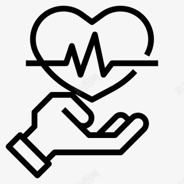 心跳健康保险2直线型图标