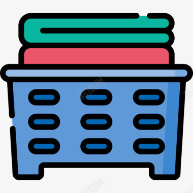 洗衣篮家庭用品29线性颜色图标