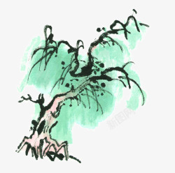 中国古风水墨柳树柳枝透明后期美化装饰设计181中国素材
