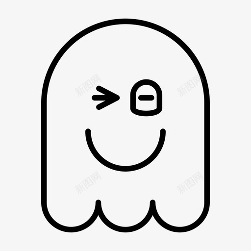 鬼魂眨眼表情符号svg_新图网 https://ixintu.com 鬼魂 表情 眨眼 符号 万圣节 笑脸 1行