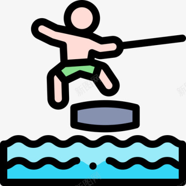 滑水水上运动3线颜色图标