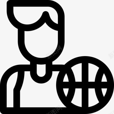 篮球运动员体育化身26直线型图标