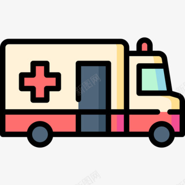 救护车健康85线性颜色图标