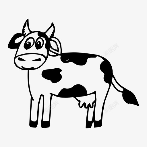 牛动物卡通svg_新图网 https://ixintu.com 卡通 动物 农场 牛奶