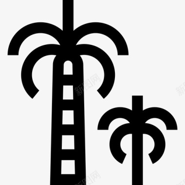 哥伦比亚棕榈树15线形图标