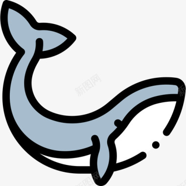 鲸鱼野生动物46线形颜色图标