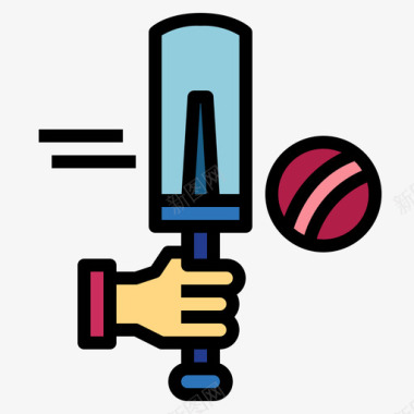 板球运动器材11线颜色图标