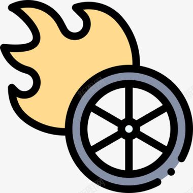轮胎自行车赛16线型颜色图标