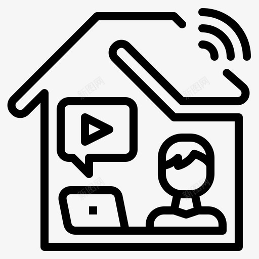 Wifi信号在家工作和放松线性svg_新图网 https://ixintu.com Wifi 信号 在家 工作 放松 线性