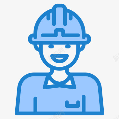 建筑工人劳工8蓝色图标
