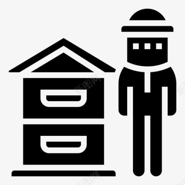 养蜂场养蜂人蜂箱图标