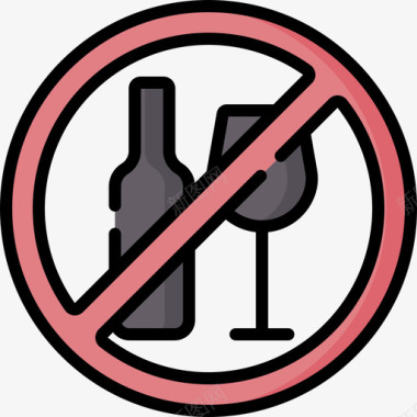 禁止饮酒38号游泳池线性颜色图标