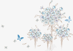 中国古风水墨花手绘水彩植物花卉装饰透明ps59中国素材