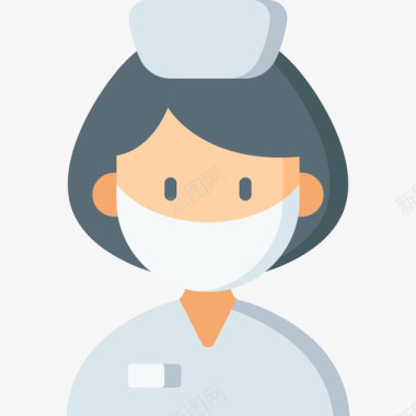 护士带着医用面罩的阿凡达6号扁平图标