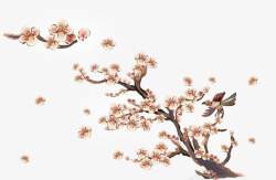 中国古风水墨花手绘水彩植物花卉装饰透明ps220中素材