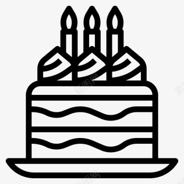 生日蛋糕烘焙面包店轮廓图标图标
