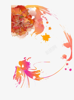 清明节水墨花中国古风水墨花手绘水彩植物花卉装饰透明ps304中高清图片
