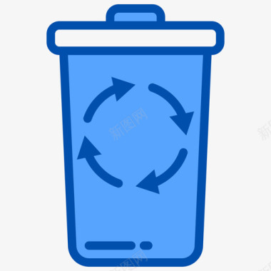 垃圾箱绿色能源蓝色图标