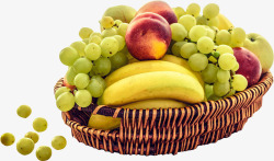 新鲜葡萄果篮香蕉桃子免扣水果素材