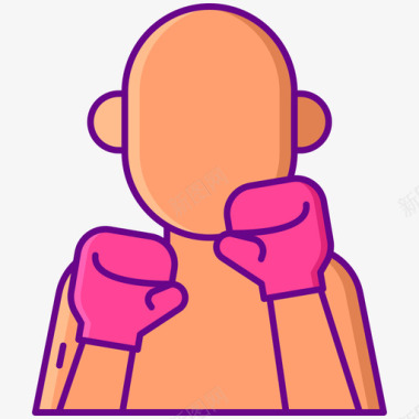 拳击手武术42线性颜色图标