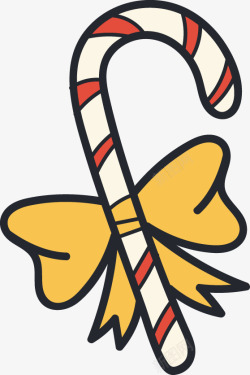 卡通圣诞蝴蝶结拐杖黄色蝴蝶结卡通圣诞设计圣诞圣诞拐素材
