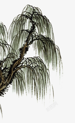 中国古风水墨柳树柳枝透明后期美化装饰设计205中国素材
