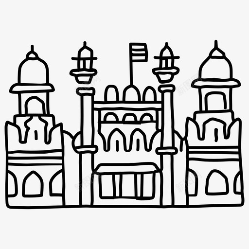 红堡建筑群德里印度svg_新图网 https://ixintu.com 红堡 建筑群 德里 印度 宫殿 素描 世界 地标 建筑 cona