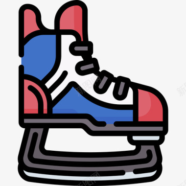 溜冰鞋曲棍球62线性颜色图标