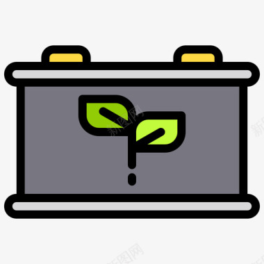 环保电池绿色能源1线性颜色图标