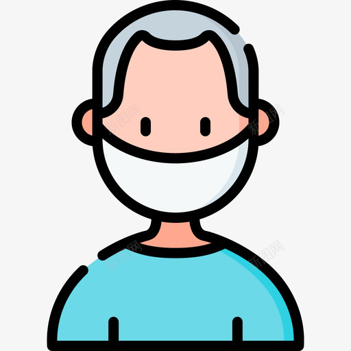 爷爷带着医用面具的化身7线性颜色svg_新图网 https://ixintu.com 爷爷 带着 医用 面具 化身 线性 颜色