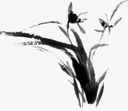 中国古风水墨花手绘水彩植物花卉装饰透明ps68中国素材