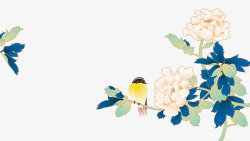 中国古风水墨花手绘水彩植物花卉装饰透明ps28中国素材